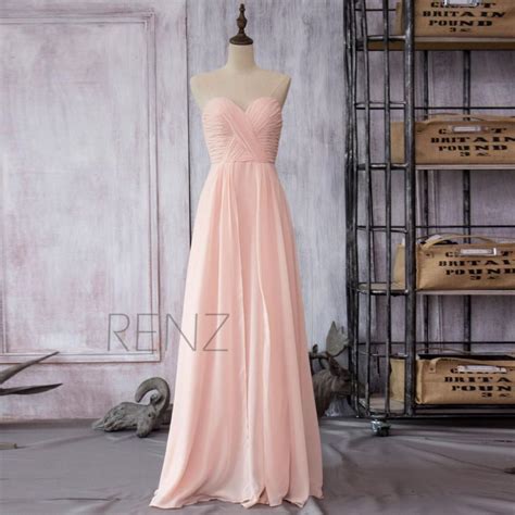 2015 Peach Chiffon Bridesmaid Dress Blush Pink Wedding