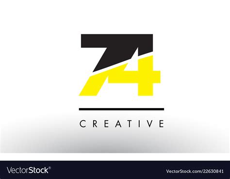 74 Black And Yellow Number Logo Design Royalty Free Vector
