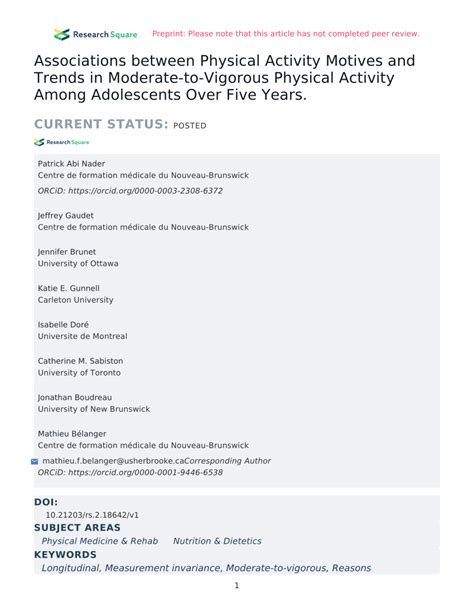 Pdf Associations Between Physical Activity Motives And Trends In