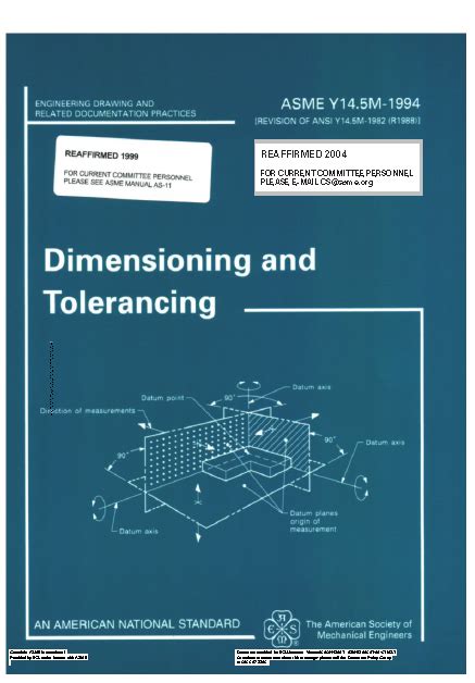Dimensioning And Tolerancing Asme Y145m 1994 Engineering Mechanical