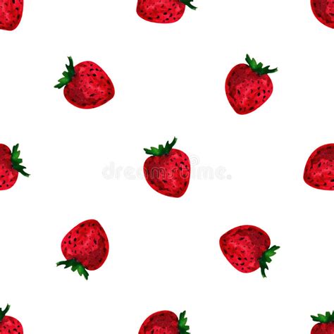 Watercolor Seamless Strawberry Fruits Pattern Stock Illustration