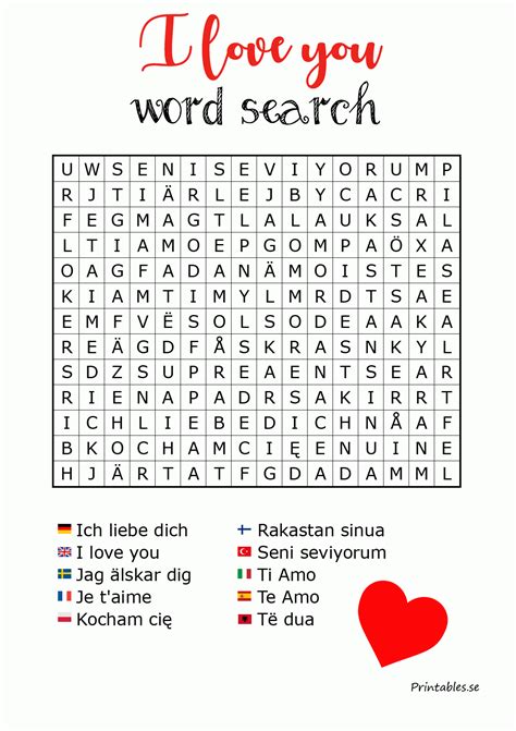 Printable Love Word Searches