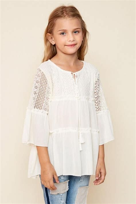 Lace Trim Peasant Top Girls Clothing And Fashion Hayden Girls Girls