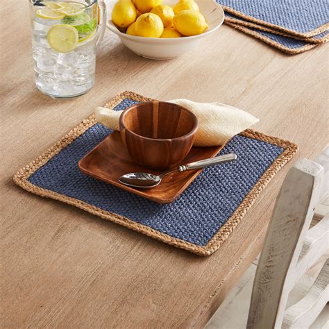 Better Homes And Gardens Placemat Blue Braided Jute 14 Square Single
