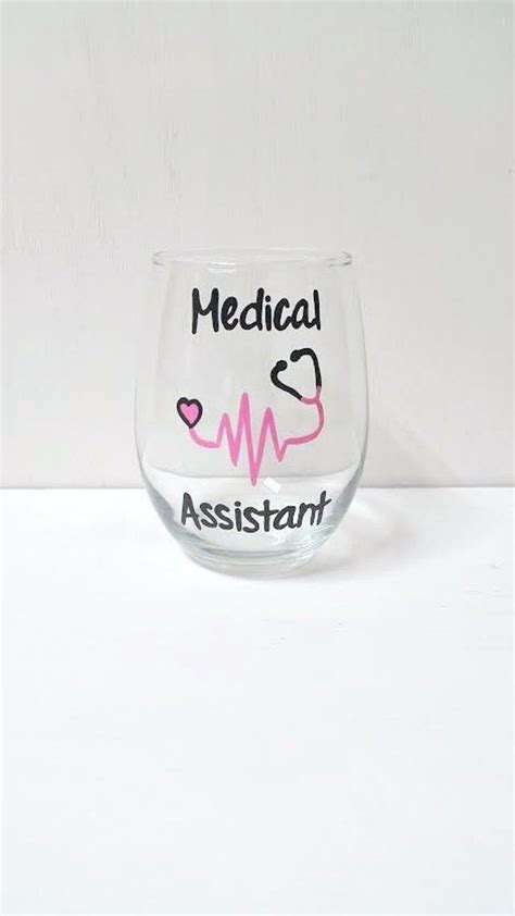 Medical Assistant Handpainted Stemless Wine Glass Medical Etsy Medical Assistant T