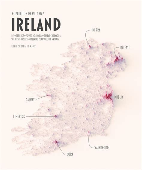 Revised Population Density Map Of Ireland By Maps On The Web