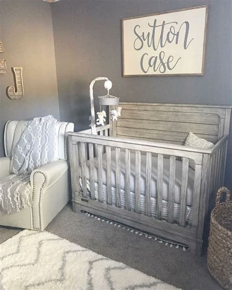 Get inspired with farmhouse, nursery ideas and photos for your home refresh or remodel. grey and cream rustic farmhouse nursery | Nursery baby room, Baby room decor, Neutral nursery rooms