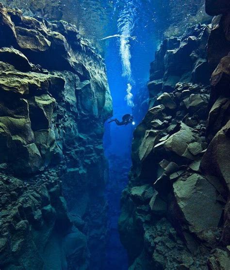 A Dive Between Two Tectonic Plates In Iceland The North American Plate On The Left And The