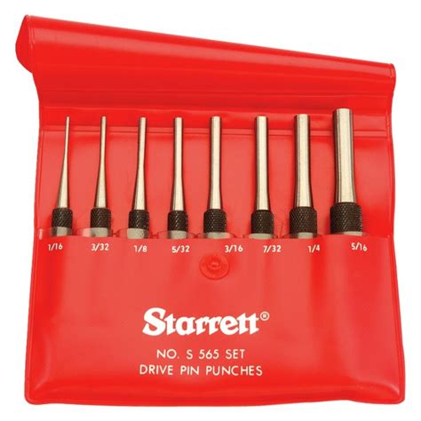 Starrett 565 Series 8 Piece 116 To 516 Steel Knurled Pin Punch