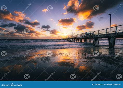 Henley Beach Jetty At Sunset Adelaide South Australia Stock Photo