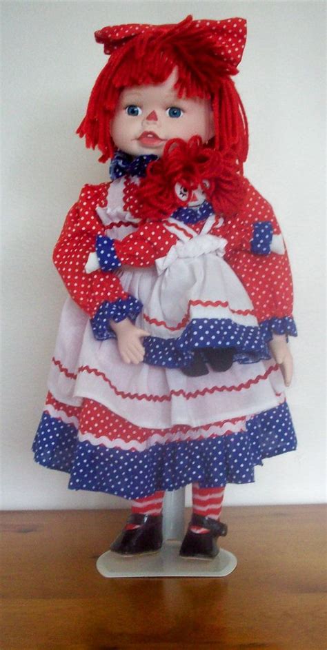 Porcelain Raggedy Ann Doll With Stand 39 At Annette S Attic Raggedy Ann Doll Raggedy Ann