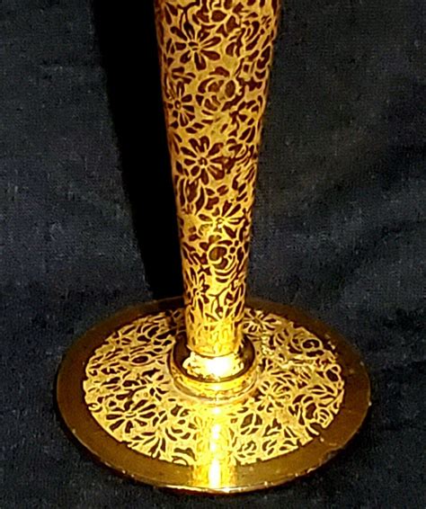 Glastonbury Lotus Daisy Fields 22kt Gold Crystal Glass Vase Encrusted