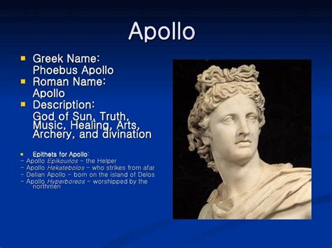 The greek gods have a roman aspect in which their personalities and sometimes attributes change. Apollo
