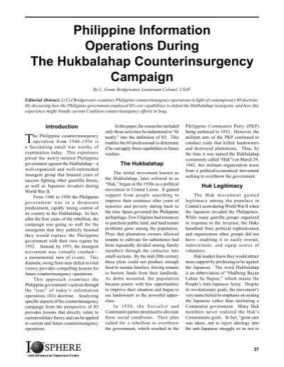 Philippine Information Operations During The Hukbalahap