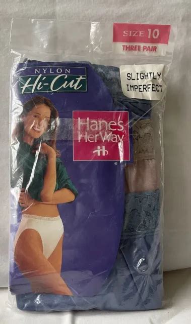 Vtg Panties S Hanes Her Way Nylon Underwear Hi Cut Silky Pr Sz