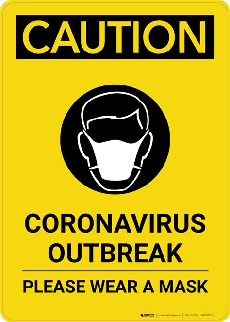 Caution Coronavirus Outbreak Please Wear Masks With Icon Portrait