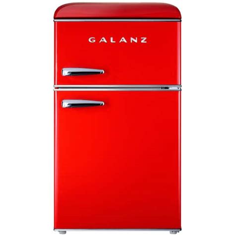 Galanz Cu Ft Retro Mini Fridge With Dual Door True Freezer In Red