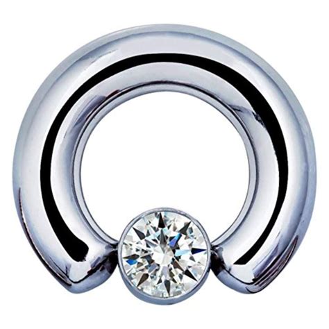 Inspiration Dezigns Large Gauge Captive Bead Ring With Clear Gem Click Image For More Details