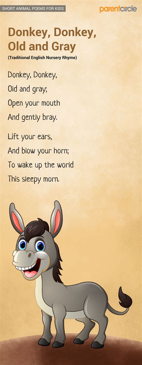 Donkey Donkey Old And Gray Poem For Kids Animal Poems Poems