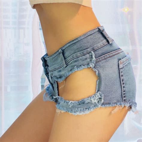 damen denim shorts niedrige taille sexy hotpants stretch mini jeans blau ebay