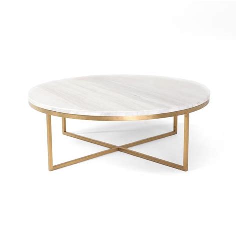 Alexandra round marble pedestal dining table $ 999. White Round Marble Gold Base Coffee Table