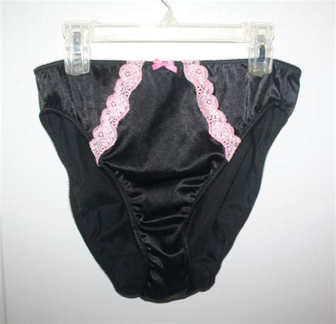 Katie And Lauras Fancy Satin Princess Panties Black W Pink Lace Xl Ebay