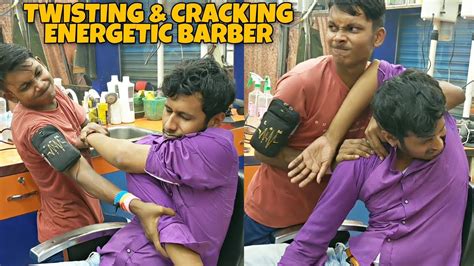 Very Powerful Head And Body Massage With Neck Cracking Energetic Indian Barber Asmr Youtube