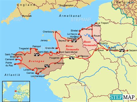 Stepmap Normandie Bretagne 2 Landkarte Für Frankreich
