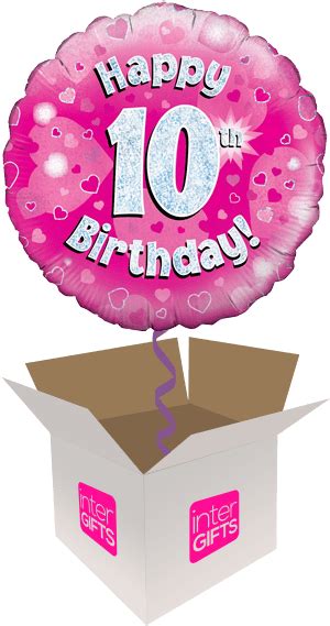 Download Pink Holographic Happy 10th Birthday Clipart 2487152