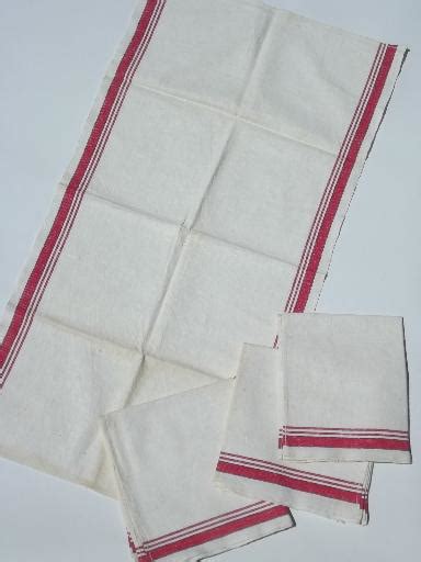 Red And White Cotton Kitchen Towels Vintage Dish Towel Set Of 4