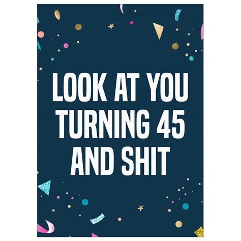 funny 45th birthday card turning 45 rude birthday card for etsy