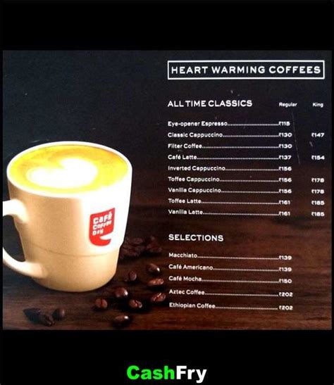 Ccd Menu With Prices Pune Cafe Coffee Day Menu Pune