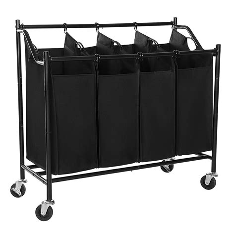 37” Heavy Duty 4 Bag Rolling Laundry Sorter Storage Cart With Wheels
