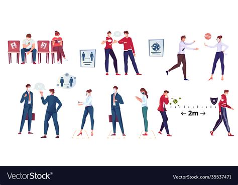 Social Distance Icon Set Royalty Free Vector Image