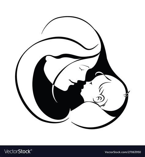 Woman With A Child Logo A Young Mother With A Vector Image