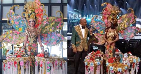 Miss Universe Malaysia Wins Best National Costume But Steve Harvey Messes Up Her Title
