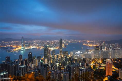 Sunrise In Hong Kong Skyline High Res Stock Photo Getty Images