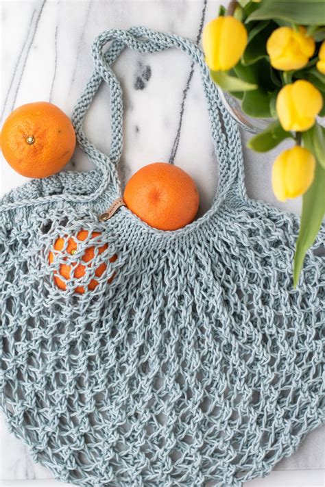 Hand Knit Cotton Mesh Market Bag Reusable Shopping Bag Knit Market