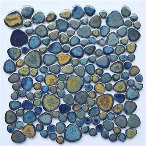 Glazed Blue Pebble Mosaic Ppmtaj08 Pebble Heart Shape Etsy Metal
