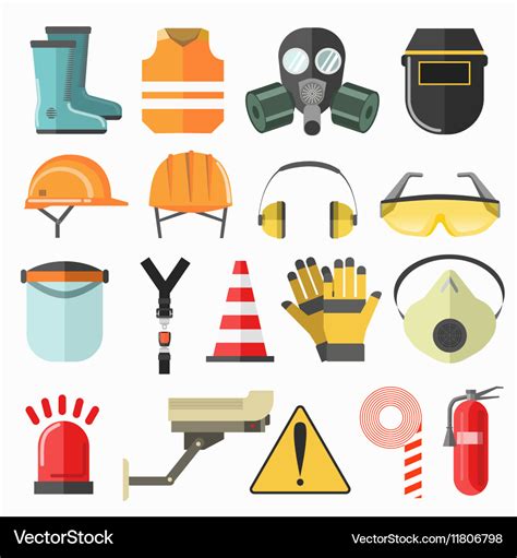 Safety Work Icons Safety At Work Icons Royalty Free Vector
