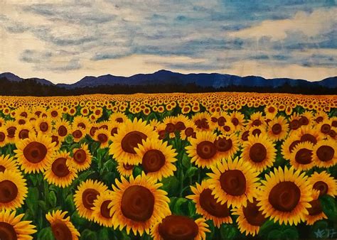 Acrylic Painting Sunflower Field Sunflower