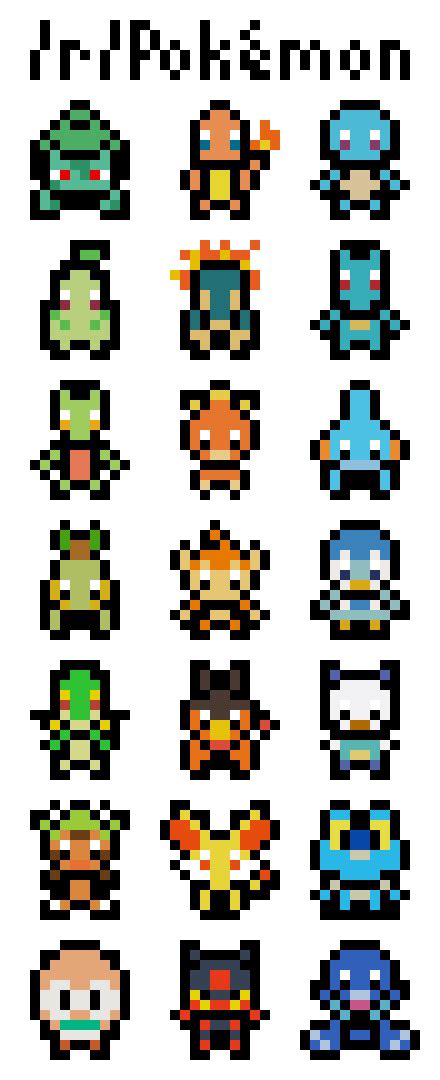 Vous êtes à la recherche des meilleures inspirations pixel art pokemon pikachu déguisé? 12x12 Starter Pixel Art : pokemon
