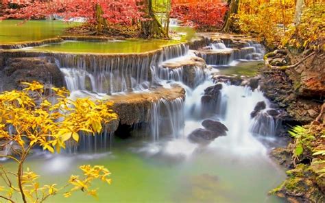 1116212 Trees Landscape Colorful Fall Waterfall Nature