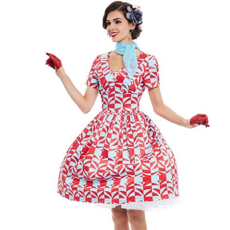 buy sisjuly vintage dress 1950s style summer rockabilly women party geometric