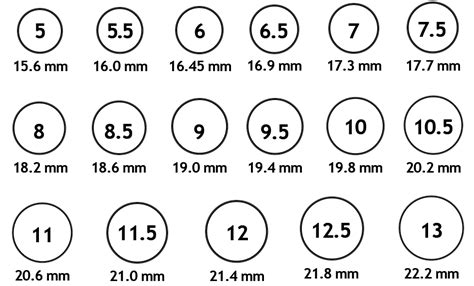 Printable Ring Sizes Chart That Are Versatile Bates Blog