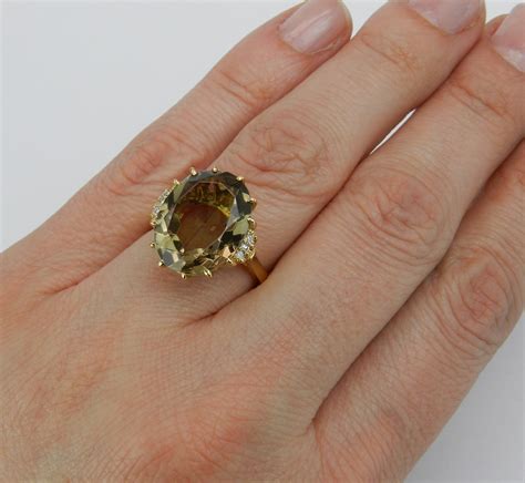 Diamond And Smokey Topaz Engagement Ring Estate Vintage Ring 14k Yellow