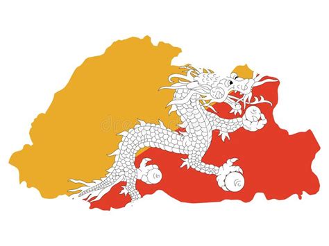 Carte Du Bhoutan Avec Drapeau National Illustration De Vecteur