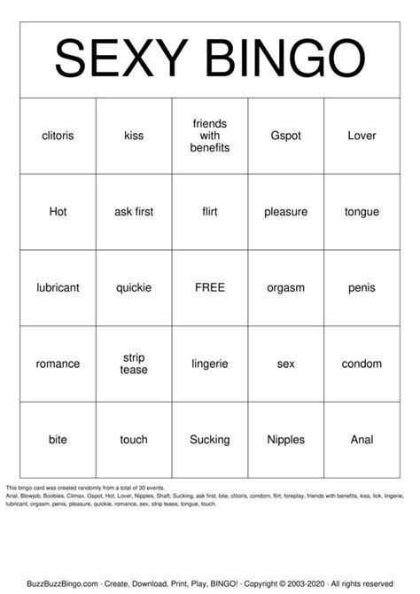 Sexy Bingo Bingo Cards To Download Print And Customize