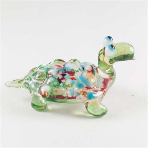 Glass Set Of 3 Turtle Figurines Blown Glass Turtle Miniature Etsy