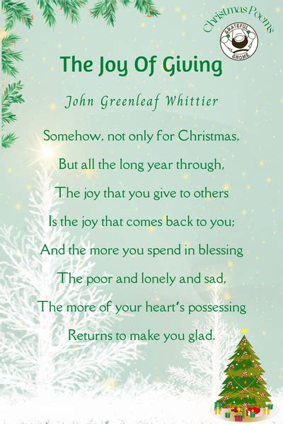 Christmas Poems The Joy Of Giving Grateful Gnome